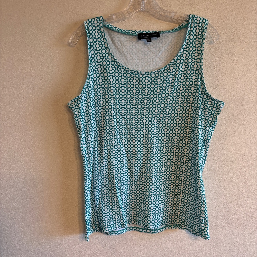Jones New York Women’s Green and White Tank Top SZ Large